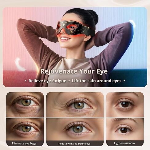 3 Modes Red Light Therapy for Eyes,Under-Eye Red Light Therapy mask Glasses & Light-Based Mask for Treatment of Periorbital Wrinkles,Relieving Eye Fatigue,LED Eye mask EY-20R in Kuwait