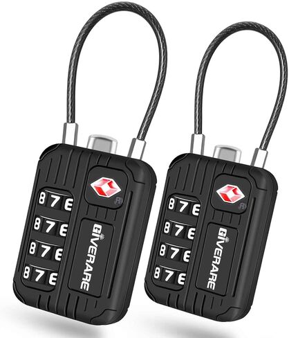 2 حزمة من أقفال أمتعة السفر المعتمدة من إدارة أمن المواصلات الأمريكية، سبيكة قفل مكونة من 4 أرقام، أقفال معدنية بدون مفتاح، قفل مقاوم للطقس معتمد من إدارة أمن المواصلات الأمريكية لخزانة الصالة الرياضية، حقيبة حقيبة الجولف، حقيبة الظهر، أسود من GIVERARE in Kuwait