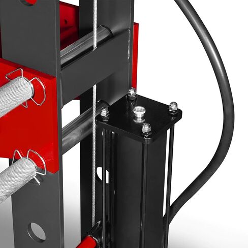 مكبس متجر هوائي/هيدروليكي بإطار على شكل حرف H من MechMaxx 50 طن مع ونش يدوي ومجموعة دبوس ضغط، إطار فولاذي ملحوم بالكامل، حارس أمان، تحكم في دواسة القدم، HSP50 in Kuwait