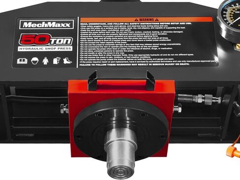 مكبس متجر هوائي/هيدروليكي بإطار على شكل حرف H من MechMaxx 50 طن مع ونش يدوي ومجموعة دبوس ضغط، إطار فولاذي ملحوم بالكامل، حارس أمان، تحكم في دواسة القدم، HSP50 in Kuwait