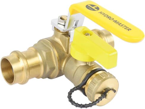 HYDRO MASTER 3/4 بوصة صمام كروي ذو منفذ كامل مع تصريف ومقبض قابل للعكس، نحاس LF، تدفق T 3/4 بوصة، اتصال بالضغط in Kuwait