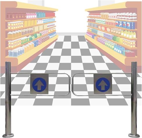 Automatic Safety Swing Gate with Spring-Loaded Mechanism, Ideal for Warehouse, Supermarket, and Shopping Mall Entrances to Ensure Pedestrian Security in Saudi Arabia