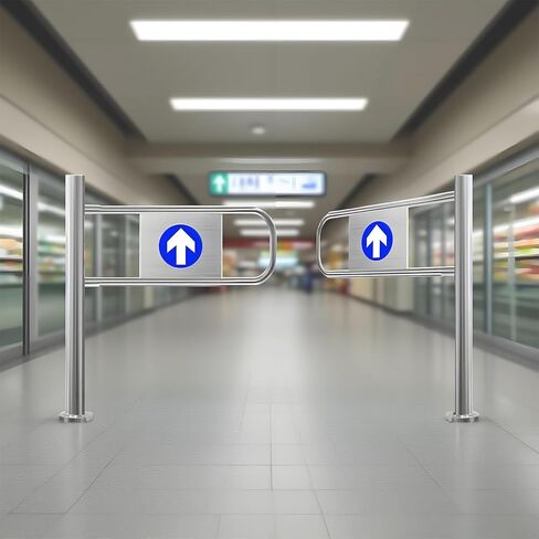 بوابة متأرجحة من الفولاذ المقاوم للصدأ لمدخل السوبر ماركت - باب أمان أحادي الاتجاه مزود بنابض للوصول إلى متجر المستودعات في الممر - حل أمان متين وآمن in Kuwait