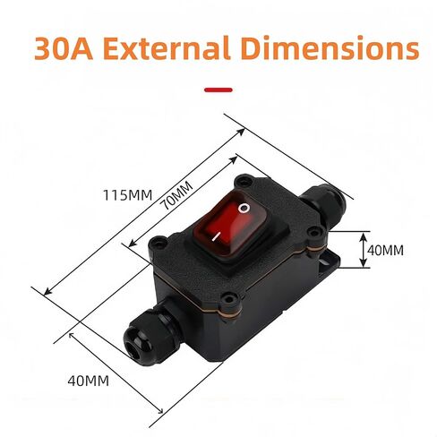 2-Pack IP67 Waterproof Inline Rocker Switch with Red Indicator Light, On/Off DPST Toggle Switch for AC/DC 20A-125V 16A-250V 35A-12V, Two-Side Entry for Marine, RV, Automotive LED Lights in Kuwait