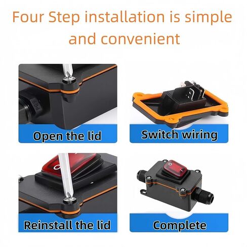 2-Pack IP67 Waterproof Inline Rocker Switch with Red Indicator Light, On/Off DPST Toggle Switch for AC/DC 20A-125V 16A-250V 35A-12V, Two-Side Entry for Marine, RV, Automotive LED Lights in Kuwait