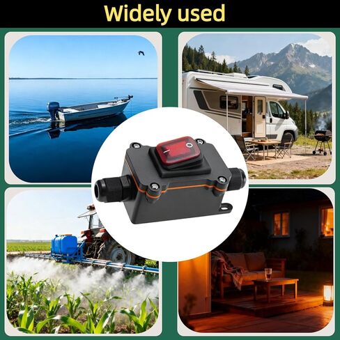 2-Pack IP67 Waterproof Inline Rocker Switch with Red Indicator Light, On/Off DPST Toggle Switch for AC/DC 20A-125V 16A-250V 35A-12V, Two-Side Entry for Marine, RV, Automotive LED Lights in Kuwait