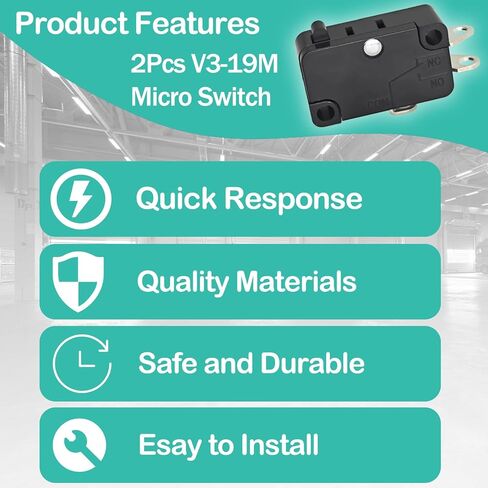 2-Pack V3-19M Basic / Snap Action Switch بديل لـ Honeywell V3-19M - Round Pin Plunger Microswitch، SPDT، 15A 125VAC in Saudi Arabia