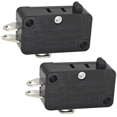 2-Pack V3-19M Basic / Snap Action Switch بديل لـ Honeywell V3-19M - Round Pin Plunger Microswitch، SPDT، 15A 125VAC in Saudi Arabia