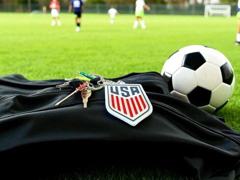 USA Men's Soccer 2025 PVC Logo Keychain w/Metal Key Ring – Official USMNT Key Chain – Great Pocket-Sized Gift for All Soccer Fans, Mom, Dad, & Players – Team USA Souvenir for Backpacks, Keys & Bags in Saudi Arabia