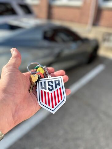 USA Men's Soccer 2025 PVC Logo Keychain w/Metal Key Ring – Official USMNT Key Chain – Great Pocket-Sized Gift for All Soccer Fans, Mom, Dad, & Players – Team USA Souvenir for Backpacks, Keys & Bags in Saudi Arabia