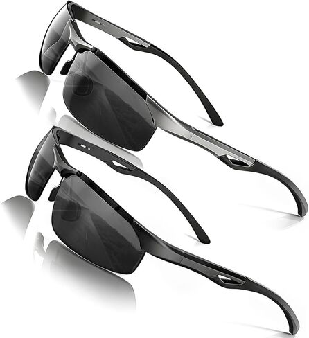 نظارات شمسية مستقطبة مضادة للوهج للرجال، تصميم رياضي ملتف حول الأشعة فوق البنفسجية 400، مقاومة للخدش/الزيت/المياه المالحة in Kuwait