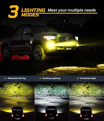 [2025 New Unique 3-Mode 7000LM LED Fog Lights Kit for Tacoma 2012-2022, 4Runner 2014-2022, Professional White/Yellow/Combo Beam, IP67 Waterproof Aluminum Housing, Plug & Play (Pack of 2) in Kuwait
