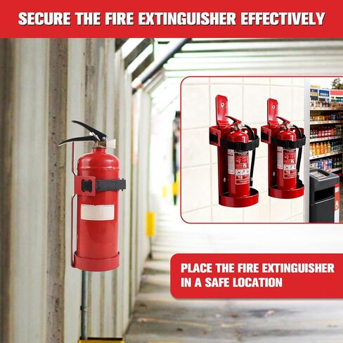 Fire Extinguisher Mount, 2.5LB Fire Extinguisher Bracket Wall Hanging Holder with Adjustable Straps for Home, Office, Garage (Red 2Pcs) in Kuwait