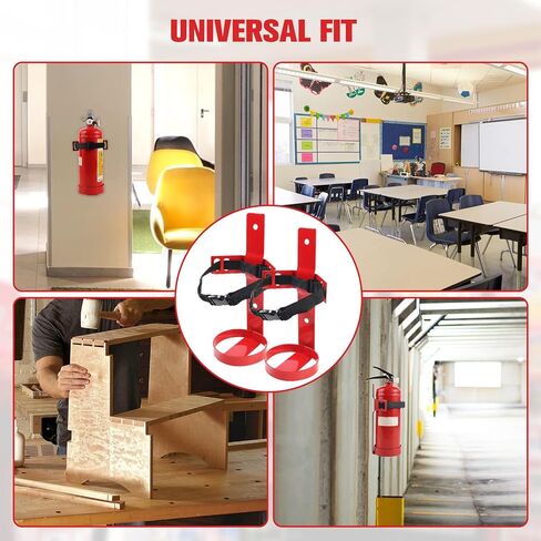 Fire Extinguisher Mount, 2.5LB Fire Extinguisher Bracket Wall Hanging Holder with Adjustable Straps for Home, Office, Garage (Red 2Pcs) in Kuwait