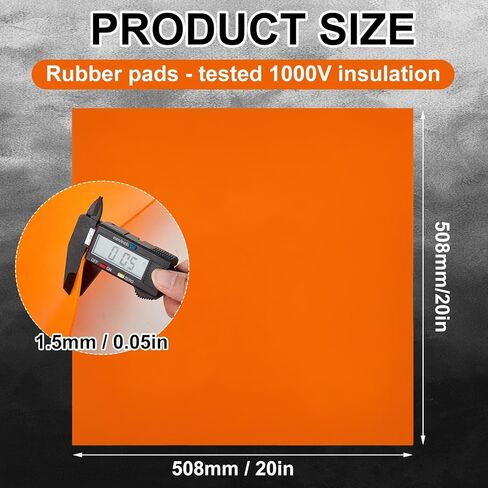 2 قطعة حصيرة مطاطية مقاس 20 × 20 بوصة، معزولة بجهد 1000 فولت، حصيرة مطاطية آمنة للكهرباء عالية الجهد، برتقالية لافتة للنظر، مناسبة لأي منطقة تحتاج إلى عزل، ومساحات العمل التجارية المنزلية in Kuwait
