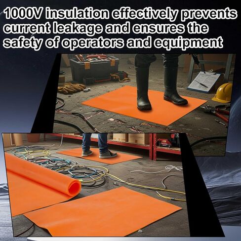 2 قطعة حصيرة مطاطية مقاس 20 × 20 بوصة، معزولة بجهد 1000 فولت، حصيرة مطاطية آمنة للكهرباء عالية الجهد، برتقالية لافتة للنظر، مناسبة لأي منطقة تحتاج إلى عزل، ومساحات العمل التجارية المنزلية in Kuwait