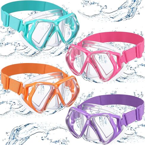 Flutesan 4 Pcs Adult Swimming Goggles with Nose Cover Elastic Fabric Strap Diving Snorkel Goggles Tempered Glass Diving Mask in Saudi Arabia