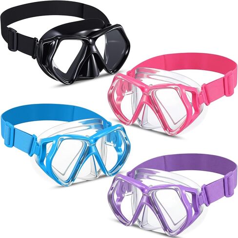 Flutesan 4 Pcs Adult Swimming Goggles with Nose Cover Elastic Fabric Strap Diving Snorkel Goggles Tempered Glass Diving Mask in Saudi Arabia