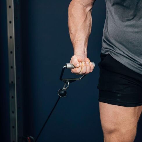 Titan Fitness Rotating D-Handle Cable Attachment, Ergonomic Knurled Grip, Chrome-Plated Solid Steel Build, Rotating Design Prevents Wrist, Elbow, and Shoulder Strain, Strength Training Accessory in Kuwait