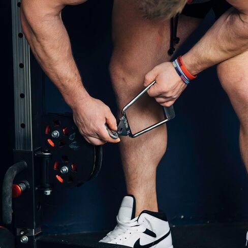 Titan Fitness Rotating D-Handle Cable Attachment, Ergonomic Knurled Grip, Chrome-Plated Solid Steel Build, Rotating Design Prevents Wrist, Elbow, and Shoulder Strain, Strength Training Accessory in Kuwait