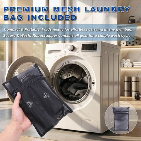 Wrist Cuffs with Dual D-Rings Lifting Straps Set with Mesh Wash Bag - for Cable Machine Workouts, Lateral Raises, Arm Strength Training, Deadlifts in Kuwait