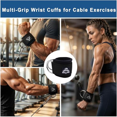 Wrist Cuffs with Dual D-Rings Lifting Straps Set with Mesh Wash Bag - for Cable Machine Workouts, Lateral Raises, Arm Strength Training, Deadlifts in Kuwait