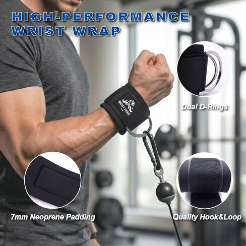 Wrist Cuffs with Dual D-Rings Lifting Straps Set with Mesh Wash Bag - for Cable Machine Workouts, Lateral Raises, Arm Strength Training, Deadlifts in Kuwait