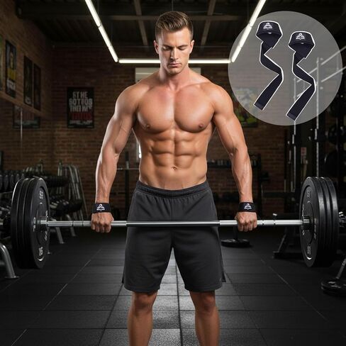 Wrist Cuffs with Dual D-Rings Lifting Straps Set with Mesh Wash Bag - for Cable Machine Workouts, Lateral Raises, Arm Strength Training, Deadlifts in Kuwait