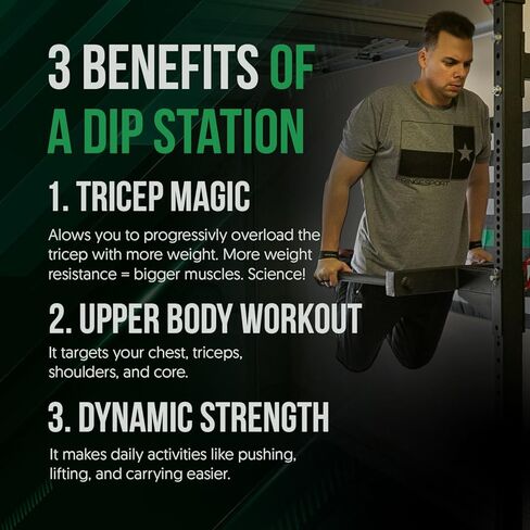 Dip Bar Station For Tricep Dips, Bodyweight Training, Calisthenics, Attaches to 2"x3" Rigs, Cages, Squat Racks with 5/8" Hardware, Angular Bar Layout in Kuwait