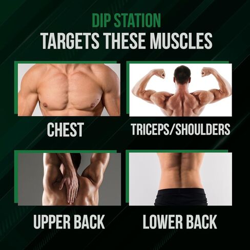 Dip Bar Station For Tricep Dips, Bodyweight Training, Calisthenics, Attaches to 2"x3" Rigs, Cages, Squat Racks with 5/8" Hardware, Angular Bar Layout in Kuwait