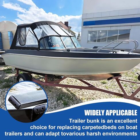 Boat Trailer Bunk Wrap Kit, PE Waterproof Synthetic Bunk Cover with Install Screws & Straps, 24ft 2x4in Replaces Trailer Bunk Carpet for Loading & Unloading Boats, Includes Endcaps Black in Saudi Arabia