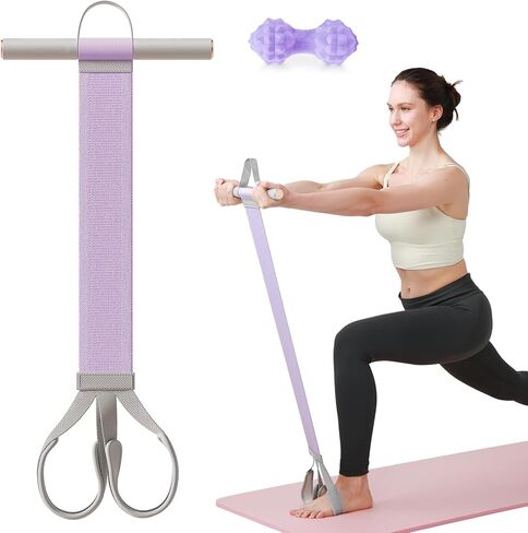 VICSKY Fabric Resistance Band with Handles & 2 Foot Loops - 120lb Exercise Band for Home Workout, Yoga & Full-Body Training, Leg Arm Chest Wrist - Portable Home Fitness Tools for Women in Saudi Arabia
