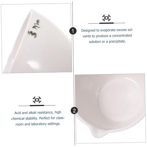 2pcs Porcelain Evaporating Dishes with Handles Laboratory Ceramics Container Acid Alkali Resistant for Concentrating and Drying Solids in School and Lab Use in Saudi Arabia