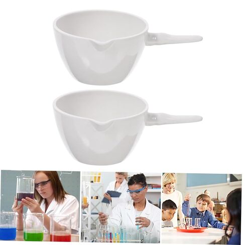 2pcs Porcelain Evaporating Dishes with Handles Laboratory Ceramics Container Acid Alkali Resistant for Concentrating and Drying Solids in School and Lab Use in Saudi Arabia