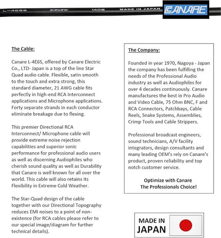 كابل ميكروفون CANARE L-4E6S، رباعي النواة، أسود (60 قدم) in Kuwait