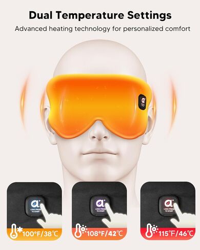 arboleaf Heated Eye Mask, Cordless Rechargeable Heated Eye Masks Warm Compress for Eyes, Temperature Control, for Dry Eyes & Better Sleep, Perfect for Relaxation & Night Use, Washable & Travel in Kuwait