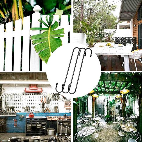 8 عبوات من خطافات سوداء مقاس 10 بوصة على شكل حرف S، خطافات طويلة كبيرة على شكل حرف S لتعليق النباتات، وسلال الزهور، وحامل تخزين، وشماعة إكليل خارجية، وخطافات معدنية شديدة التحمل للعريشة، والخزانة، والحديقة، والفناء in Kuwait