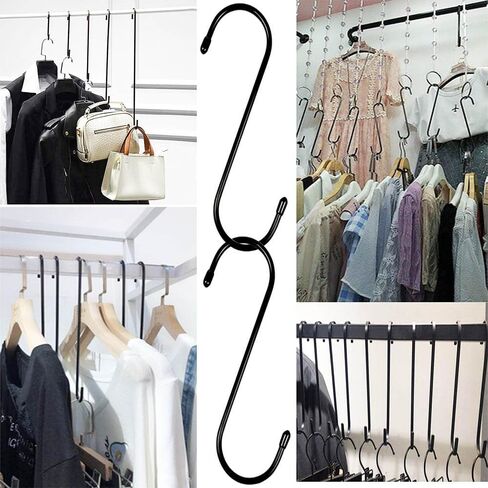 8 عبوات من خطافات سوداء مقاس 10 بوصة على شكل حرف S، خطافات طويلة كبيرة على شكل حرف S لتعليق النباتات، وسلال الزهور، وحامل تخزين، وشماعة إكليل خارجية، وخطافات معدنية شديدة التحمل للعريشة، والخزانة، والحديقة، والفناء in Kuwait