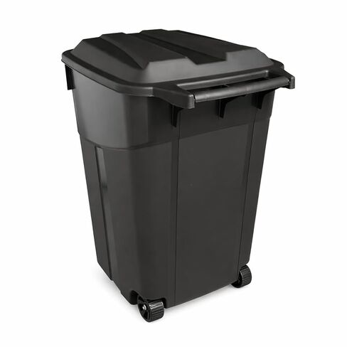 45 Gallon Heavy Duty Trash Can with Wheels and Lid, Outdoor Garbage Can Rolling Waste Bin, Large Plastic Trash Container for Backyard, Garage, Patio, Indoor & Outdoor Use in Saudi Arabia