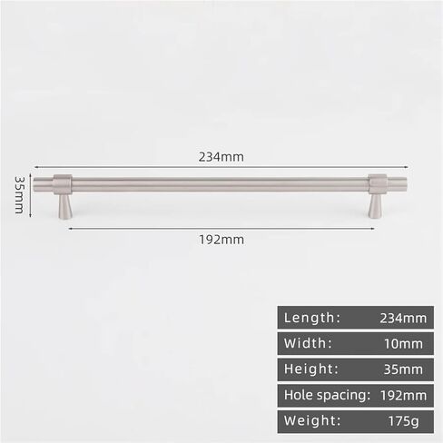 خزانة مطبخ على شكل حرف T من النيكل المصقول مقبض كروم من النحاس الصلب بطول 265 مم قطعة واحدة (8873-192-نيكل) in Kuwait