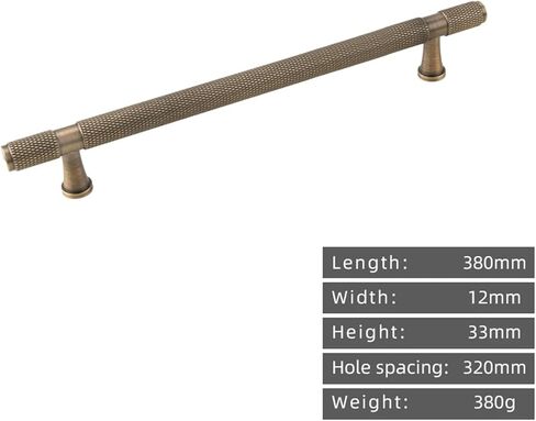 Brass Diamond Pattern Cabinet Pull T-Bar Lengthened 380mm Drawer Handle 1Pcs(8822-320-Antique) in Saudi Arabia