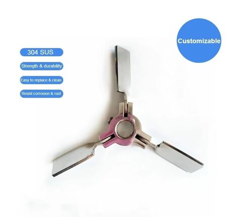 ضجة بليد الفولاذ المقاوم للصدأ خلاط المكره مختبر النمام مجداف للطي ثلاثة شفرة طول 65 ملم بقطر. قطر الثقب الداخلي 150 ملم. 16 ملم in Kuwait