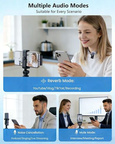 4 ميكروفون لاسلكي Lavalier لأجهزة iPhone Android Phone Pad Computer، ميكروفون Pro Lapel Mini لتسجيل الفيديو Vlog Podcast Stream YouTube TikTok، 48 كيلو هرتز 24 بت، تردد، إلغاء الضوضاء in Kuwait