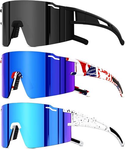 نظارات شمسية SPOSUNE للشباب البيسبول 3 عبوات نظارات شمسية للأطفال من سن 6 إلى 16 عامًا للأولاد والبنات من الأشعة فوق البنفسجية 400 نظارات ركوب الدراجات اللينة in Kuwait