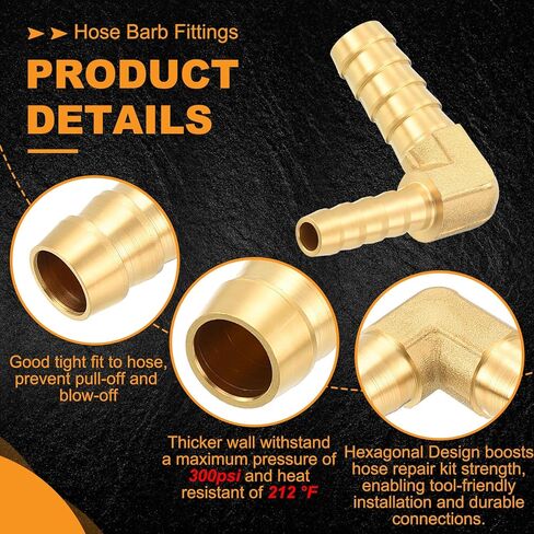 HARFINGTON 1pcs 90 Degree Hose Elbow 3/8" to 5/16" Brass Hose Barb Fitting Metals Splicer Mender for 3D Printing, Air Compressor, CNC Machine, Dies in Saudi Arabia