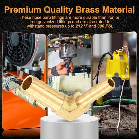 HARFINGTON 1pcs 90 Degree Hose Elbow 3/8" to 5/16" Brass Hose Barb Fitting Metals Splicer Mender for 3D Printing, Air Compressor, CNC Machine, Dies in Saudi Arabia