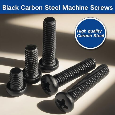 150Pcs M3x5mm Pan Head Machine Screws Thread Pitch 0.5mm Black Cross Phillips Drive Metric Fully Threaded Carbon Steel Screw Fasteners Bolts for Furniture Electronics DIY Projects in Saudi Arabia