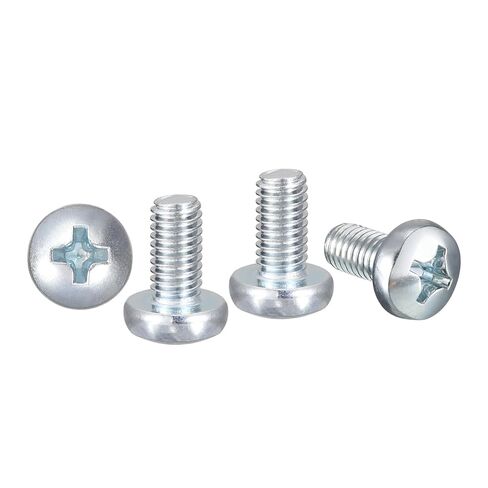 مسامير آلة رأس المقلاة من ميتاليكسيتي فيليبس (M6-1x12) 10 قطع، براغي تثبيت رأس المقلاة من الفولاذ الكربوني - لتركيب نافذة الباب المنزلي الكهربائية DIY، مطلية بالزنك in Kuwait