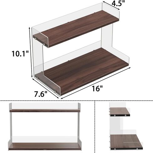 Mug Holder Countertop Coffee Station Organizer, 2 Tier Acrylic Shelf for Coffee Bar Accessories, Multi-Functional Counter Standing Shelf Tea Bags Sugar Condiment Storage Caddy for Kitchen Home Office in Kuwait
