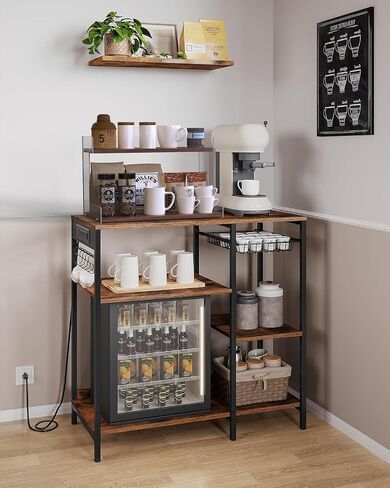 Mug Holder Countertop Coffee Station Organizer, 2 Tier Acrylic Shelf for Coffee Bar Accessories, Multi-Functional Counter Standing Shelf Tea Bags Sugar Condiment Storage Caddy for Kitchen Home Office in Kuwait